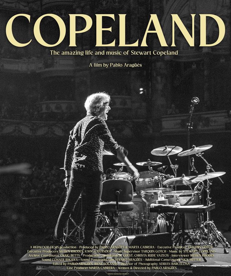 Poster for Copeland, the amazing life and music of Stewart Copeland, a film by Pablo Arag&uuml;&eacute;s